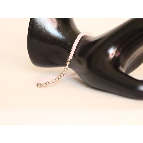 Barely There Stretch Bracelet Ultra Thin Rose Quartz Beads - Picture 2 of 8